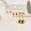Stainless Steel Hollow Evil Eye Pendant Earrings Sets IZ8037-3