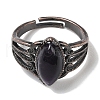 Natural Amethyst Horse Eye Adjustable Rings RJEW-K271-05R-16-3