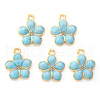 Light Gold Plated Alloy Enamel Pendants X-ENAM-R136-17B-2