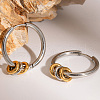 Stainless Steel Two-Tone Ring Hoop Earrings OV6952-1