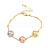 Rack Plating Round Brass Beaded Bracelets for Women BJEW-B106-19M-1