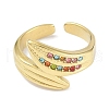Leaf 304 Stainless Steel Rhinestone Cuff Ring for Women RJEW-C099-03G-02-2