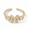 Clear Cubic Zirconia Butterfly Open Cuff Ring RJEW-G276-05G-2