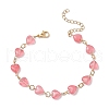 Heart Glass Beads Link Bracelets for Woman BJEW-JB11529-2