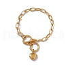 316 Stainless Steel Paperclip Chain Bracelet with Heart Charm for Women BJEW-G655-07G-1