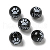 Printed Wood European Beads WOOD-G022-20I-1