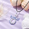 Glass Seed Beads & Shell Pearl Angel Pendant Necklaces NJEW-MZ00051-02-2
