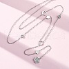 304 Stainless Steel Crystal Rhinestone Flower Y Necklaces NJEW-R026-18P-2