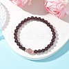 Round Natural Grade AAAA Garnet & Strawberry Quartz Beads Stretch Bracelets for Women BJEW-JB11825-02-1