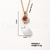 Brass Pave Rhinestone & Imitation Pearl Round Pendnat Shiny Women's Necklaces for Women NM0826-4-1