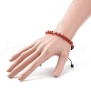 Natural Carnelian(Dyed & Heated) & Lava Rock Braided Bead Bracelet BJEW-TA00188-02-4