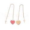 Long Chain with Enamel Heart Dangle Stud Earrings EJEW-A067-01G-B-4