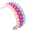 3Pcs 3 Colors ABS Plastic Imitation Pearl Beads Stretch Bracelets BJEW-JB11584-4