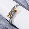 304 Stainless Steel Torque Bangles for Women BJEW-P310-25GP01-3