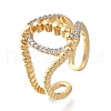 Brass Micro Pave Cubic Zirconia Adjustable Cuff Rings RJEW-D313-08PG-4
