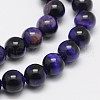 Natural Purple Tiger Eye Round Bead Strands G-M220-8mm-01-1