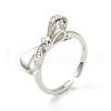 Brass Micro Pave Clear Cubic Zirconia Cuff Rings RJEW-H546-09-2