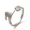 304 Stainless Steel Wtch Broom and Hat Open Cuff Ring for Women RJEW-K239-06P-3