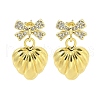 Bowknot Brass Micro Pave Clear Cubic Zirconia Dangle Stud Earrings for Women EJEW-U057-03G-4