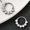 Flat Round 316 Surgical Stainless Steel Clear Cubic Zirconia Hoop Earrings EJEW-G416-21P-1