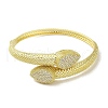 Brass Micro Pave Clear Cubic Zirconia Teardrop Hinged Bangle for Women BJEW-K246-04G-2