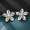 Brass ABS Plastic Imitation Pearl Flower Stud Earrings EJEW-S258-02P-1