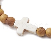 Natural Wood Beads Stretch Bracelets for Women BJEW-JB11338-03-3