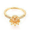 Brass Micro Pave Clear Cubic Zirconia Adjustable Ring Settings KK-T076-18G-2