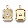 Brass Micro Pave Clear Cubic Zirconia Pendants KK-S356-234A-G-NF-2