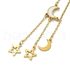 Ion Plating(IP) 304 Stainless Steel Pave Shell Moon & Star Pendant Necklaces NJEW-C057-02G-2