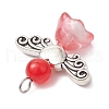 Pearlized Glass Pearl Bead Pendants PALLOY-JF03205-02-5