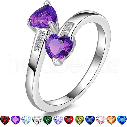 Heart 304 Stainless Steel with Cubic Zirconia Cuff Rings FS-WG2909F-04-1