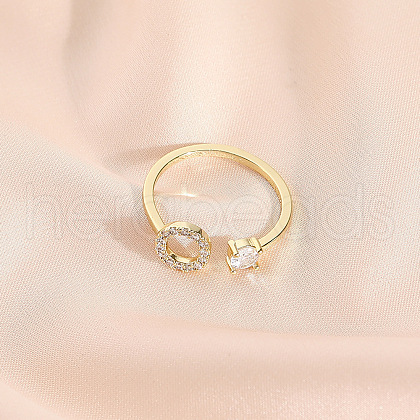Fashionable Brass Cubic Zirconia Cuff Rings FS-WG4936F-25-1