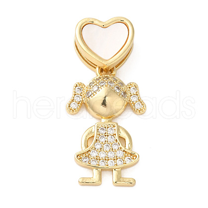 Rack Plating Brass Micro Pave Cubic Zirconia Pendants KK-L220-018G-02-1