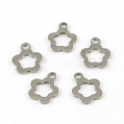 Tarnish Resistant Flower 201 Stainless Steel Charm Pendants STAS-R075-04-1