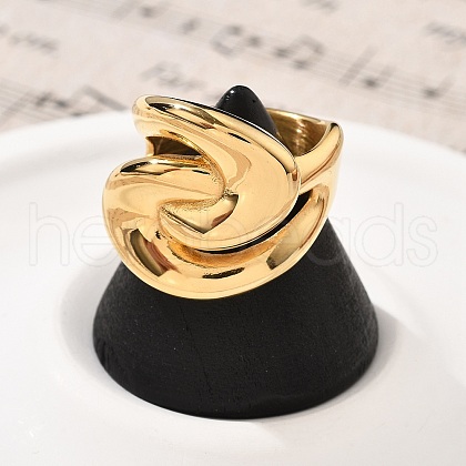 304 Stainless Steel Crossover Finger Rings RJEW-Q012-07G-1