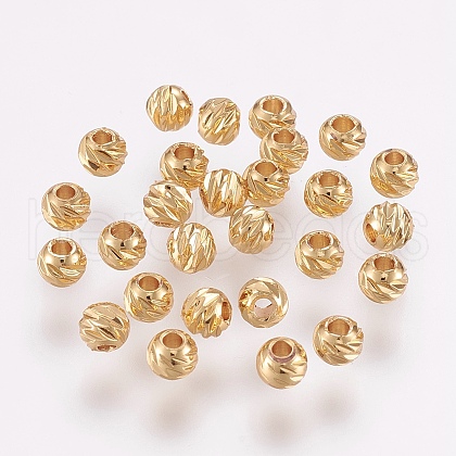 Carved Brass Beads X-KK-G312-02G-4mm-1