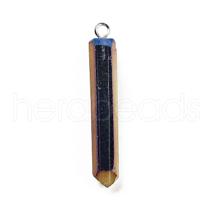Electroplated Natural Quartz Pendants G-P315-B01-06P-1