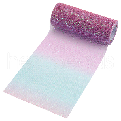 10 Yards Rainbow Color Polyester Tulle Fabric Rolls OCOR-WH0082-136B-1