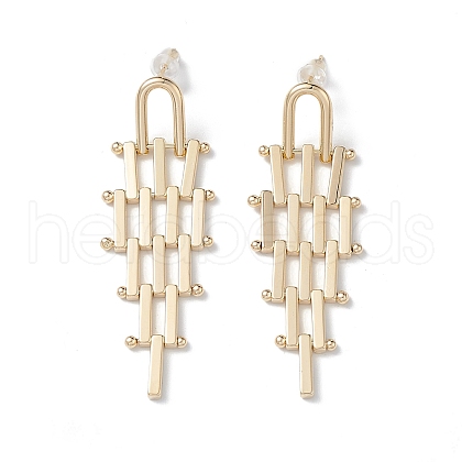 Brass Beaded Rhombus Chandelier Earrings for Women EJEW-F309-01G-1