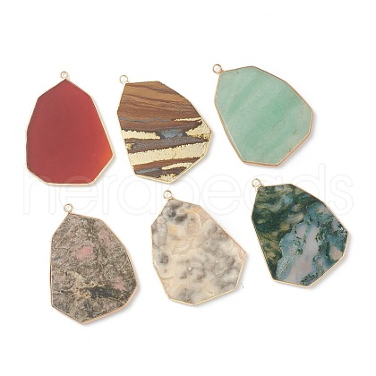 Natural Mixed Gemstone Pendants G-B009-24G-G-1