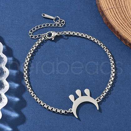 Moon 304 Stainless Steel Link Bracelets BJEW-M097-02P-1