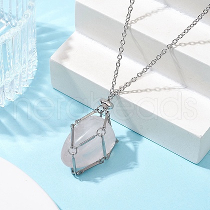 Crystal Holder Cage Necklace X-NJEW-JN04585-1