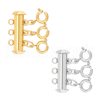 2Pcs 2 Colors 304 Stainless Steel Slide Lock Clasps FIND-AB00061-1