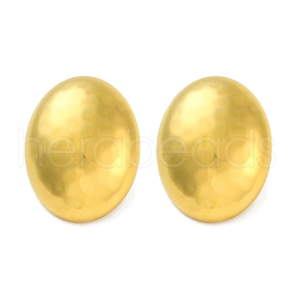 Ion Plating(IP) 304 Stainless Steel Oval Stud Earrings EJEW-D281-16G-1