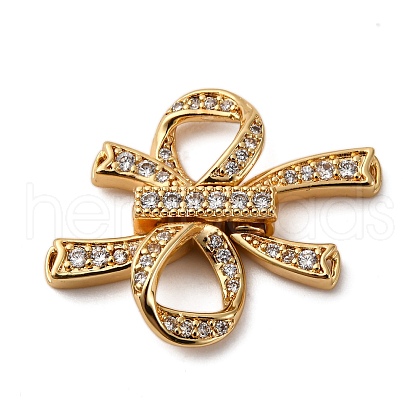 Brass Micro Pave Clear Cubic Zirconia Fold Over Clasps KK-A256-02G-1