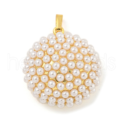 Rack Plating Brass & ABS Plastic Imitation Pearl Pendants KK-N255-03A-G-RS-1