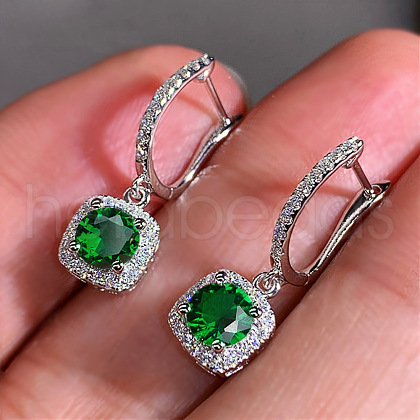 Brass Cubic Zirconia Hoop Earrings WGBBAEC-04-1