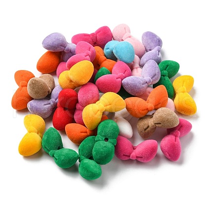 Flocky Acrylic Beads OACR-E020-07-1