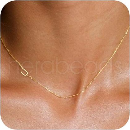 Brass Initial Link Chain Necklaces for Women FS-WG848C9-21-1